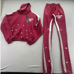 Rockstar Original Tracksuit Womens XS Dashanna Burgundy Stacked Hoodie Pants NWT